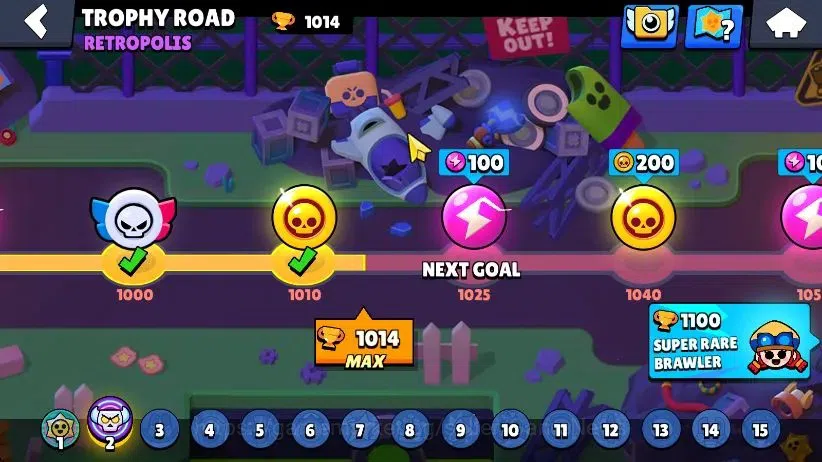 Brawl Stars Accounts 1014 Trophy|15 Brawlers 3 Max Lvl [Rico,Tick,Shelly]|1 Epic Skin [Dr Edgar] 1 SR [Sherif Shelly]|60 9