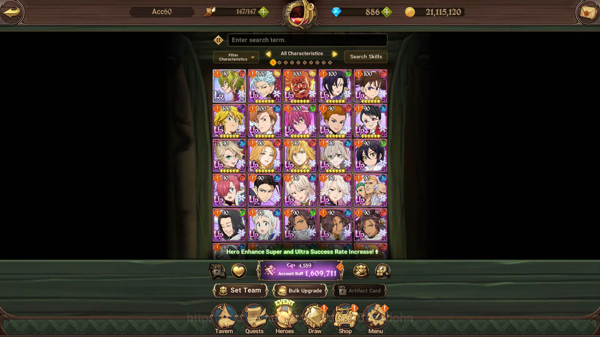The Seven Deadly Sins: Grand Cross Accounts GLOBAL|1.6M CC|DM 886 + LS 100| LR Helbram | UR De image 10