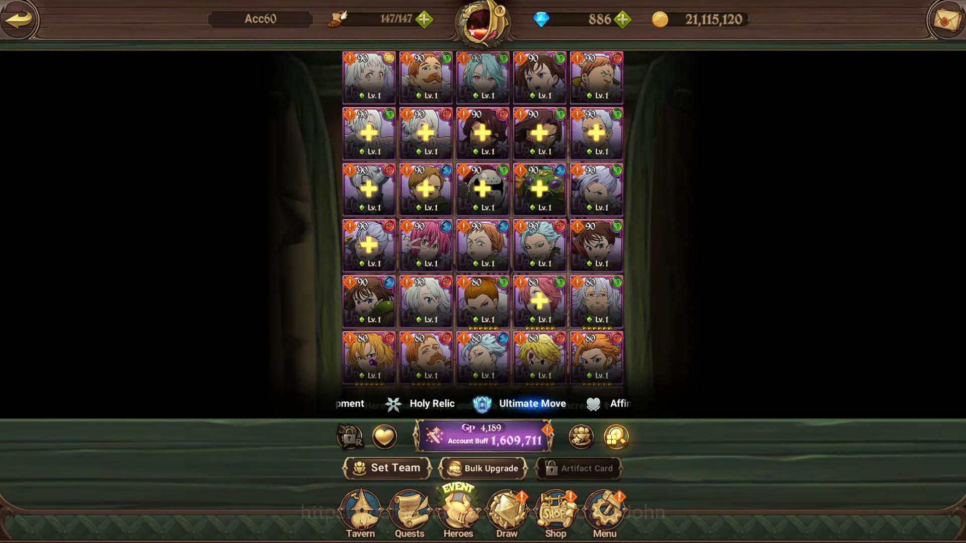 The Seven Deadly Sins: Grand Cross Accounts GLOBAL|1.6M CC|DM 886 + LS 100| LR Helbram | UR De image 8