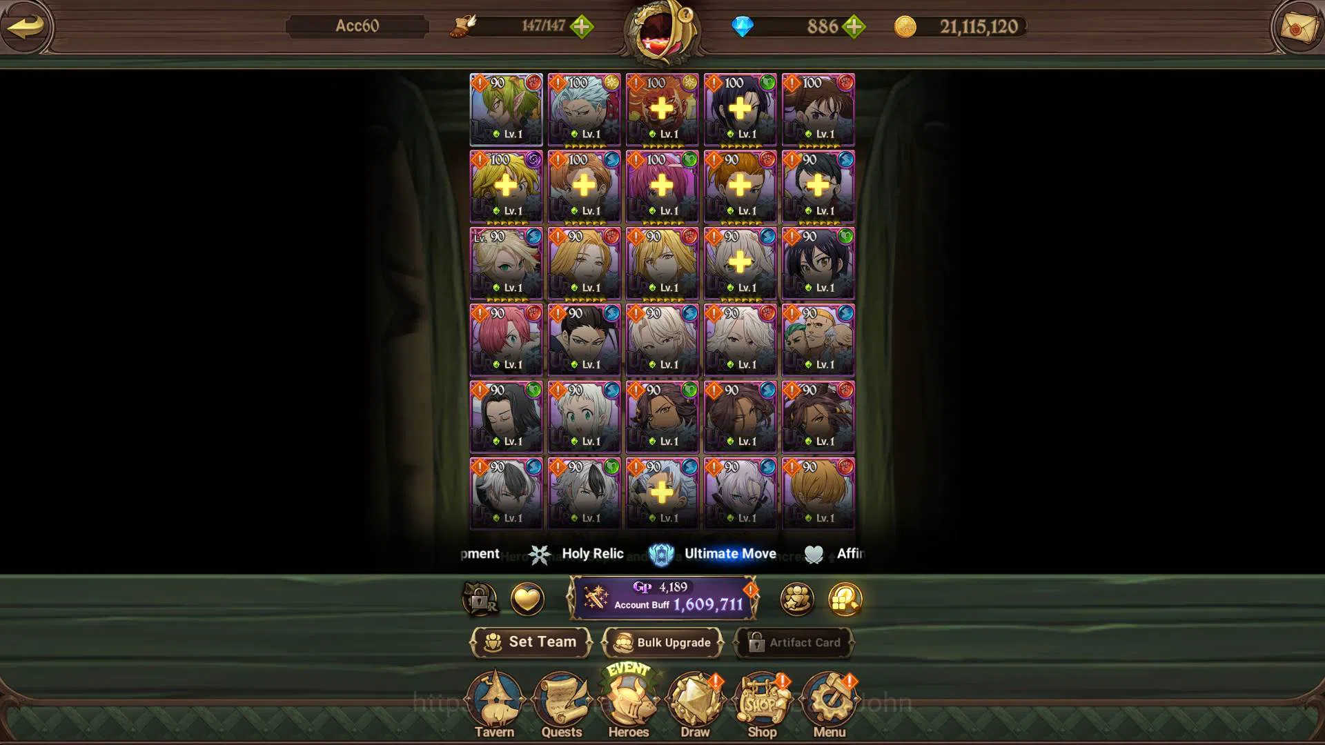 The Seven Deadly Sins: Grand Cross Accounts GLOBAL|1.6M CC|DM 886 + LS 100| LR Helbram | UR De image 9