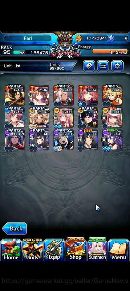 Grand Summoners Accounts Mid-Game Global|Rank 95|15 Ascend|ChloeTW,Pinnacle IsliidTW,DL RimuruTW,Oikatzo,Pencilgon,SS 4