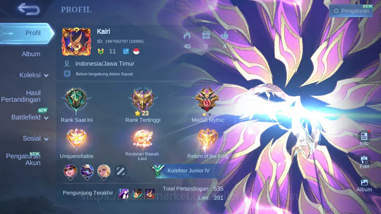 Mobile Legends: Bang Bang Accounts hero 56, skin 38| Eudora covenant, fanny pace, sum image 1