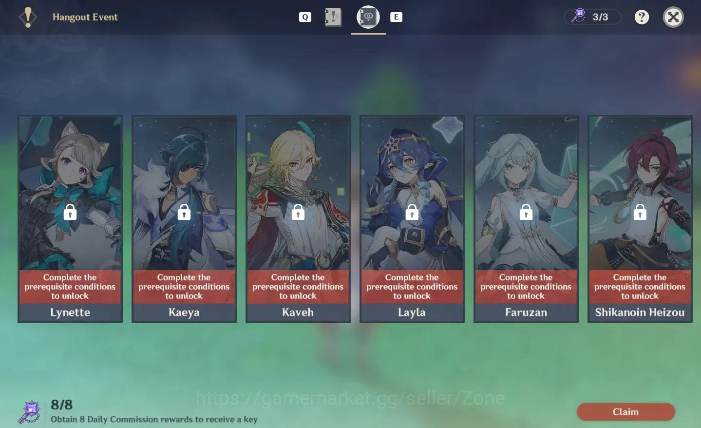 Genshin Impact Accounts Starter ASIA|AR50|2Limit(Mavuika, Sandrone) + 2Legend(Qiqi, Tighnari)|Low 13