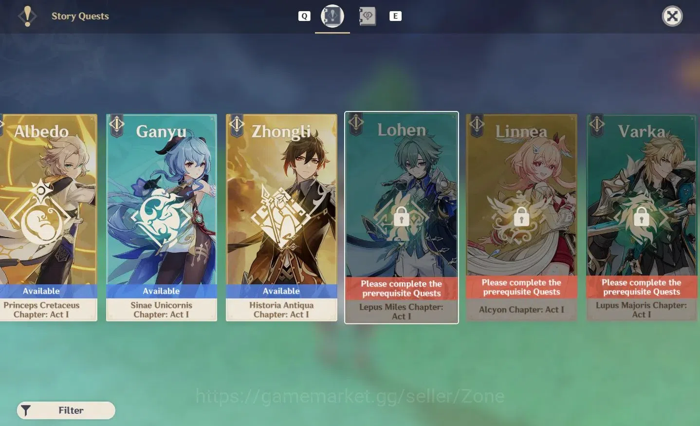 Genshin Impact Accounts Starter ASIA|AR50|2Limit(Mavuika, Sandrone) + 2Legend(Qiqi, Tighnari)|Low 14