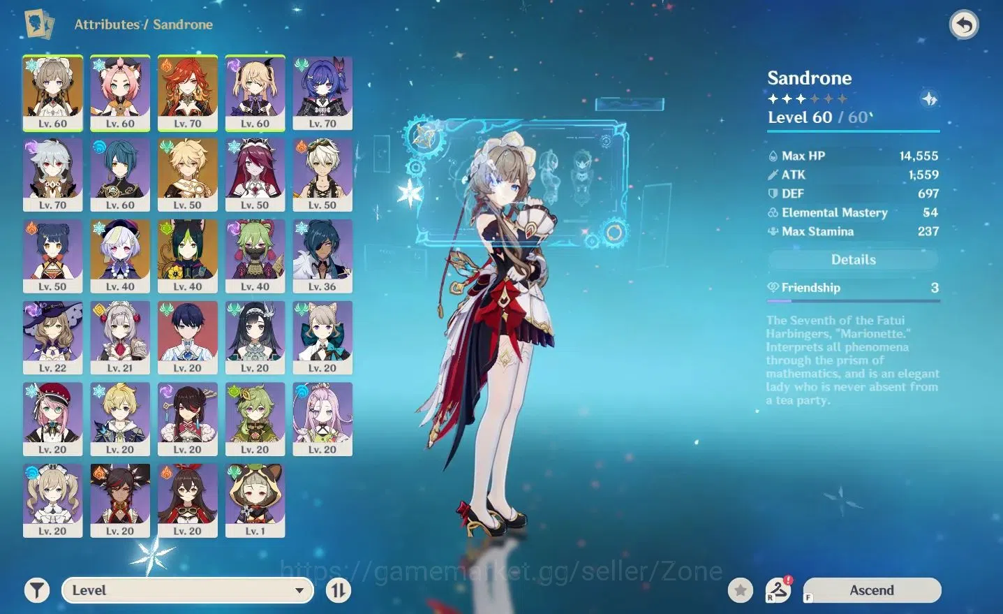 Genshin Impact Accounts Starter ASIA|AR50|2Limit(Mavuika, Sandrone) + 2Legend(Qiqi, Tighnari)|Low 2