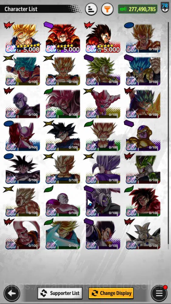 Dragon Ball Legends Accounts 277M Total Power|LV 158|1LR+3UL+16LL|SS 3 Goku(Min image 4