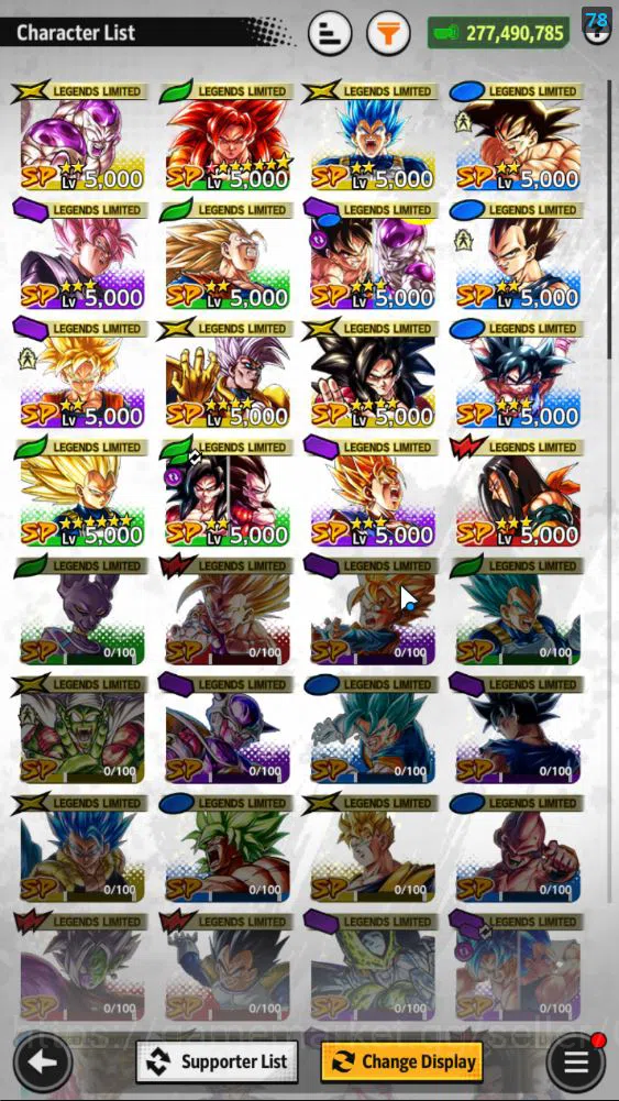 Dragon Ball Legends Accounts 277M Total Power|LV 158|1LR+3UL+16LL|SS 3 Goku(Min image 5