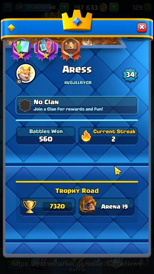 Clash Royale Accounts Lv 34|Trophy 7320|KTL 12|Total Card 119|3 Hero 7 E image 19