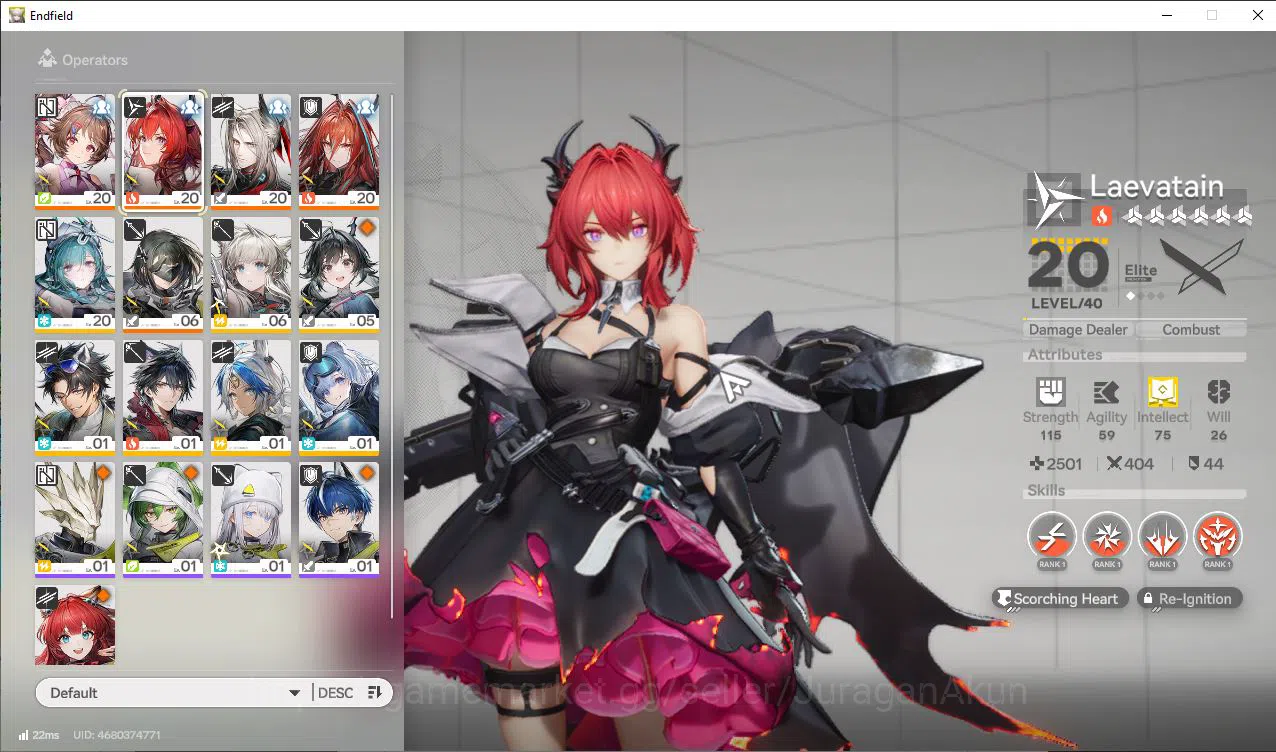 Arknights: Endfield Accounts ASIA LV11|Meta SSR Laevatain,Pogranichnik,Amber, Ardelia+Other SR Char|3 SSR Weap+10 SR 2