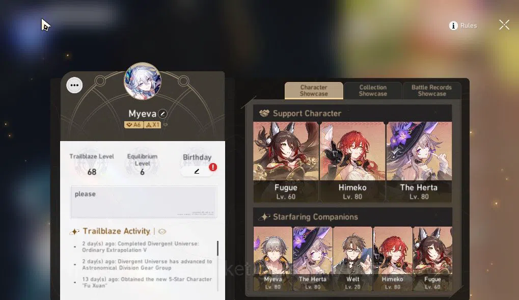 Honkai Star Rail Accounts Asia|TL 68|1,6K SJ|8 Limited|Fugue+Sign,Yao Guang, image 1