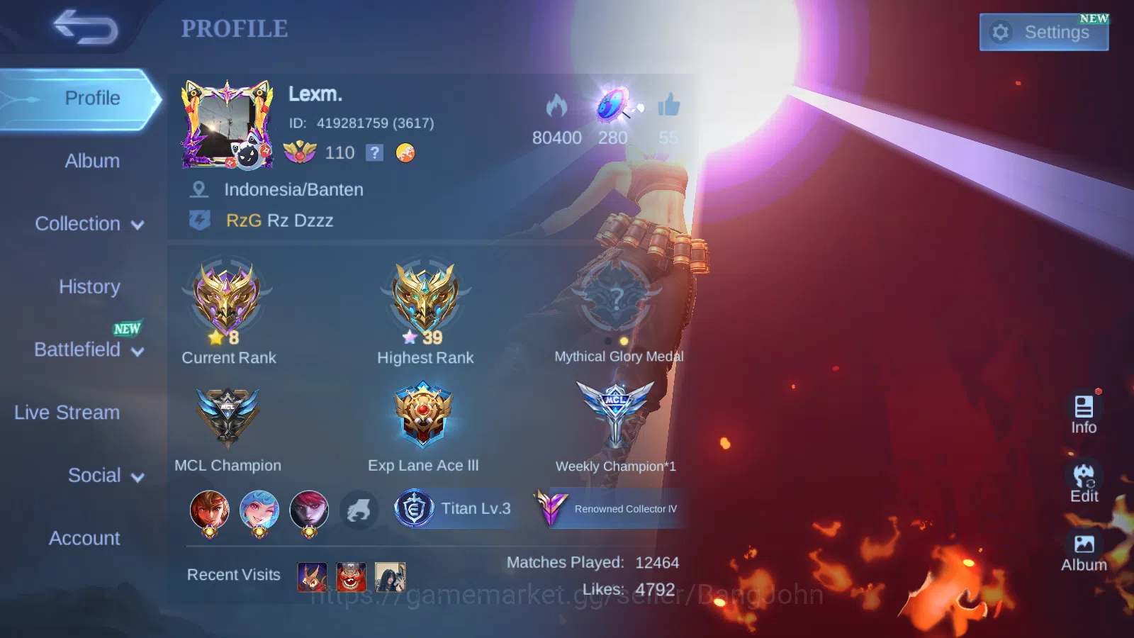 Mobile Legends: Bang Bang Accounts Hero 132|Skin 255|KOF Karina,CC Nata,Light Granger image 1