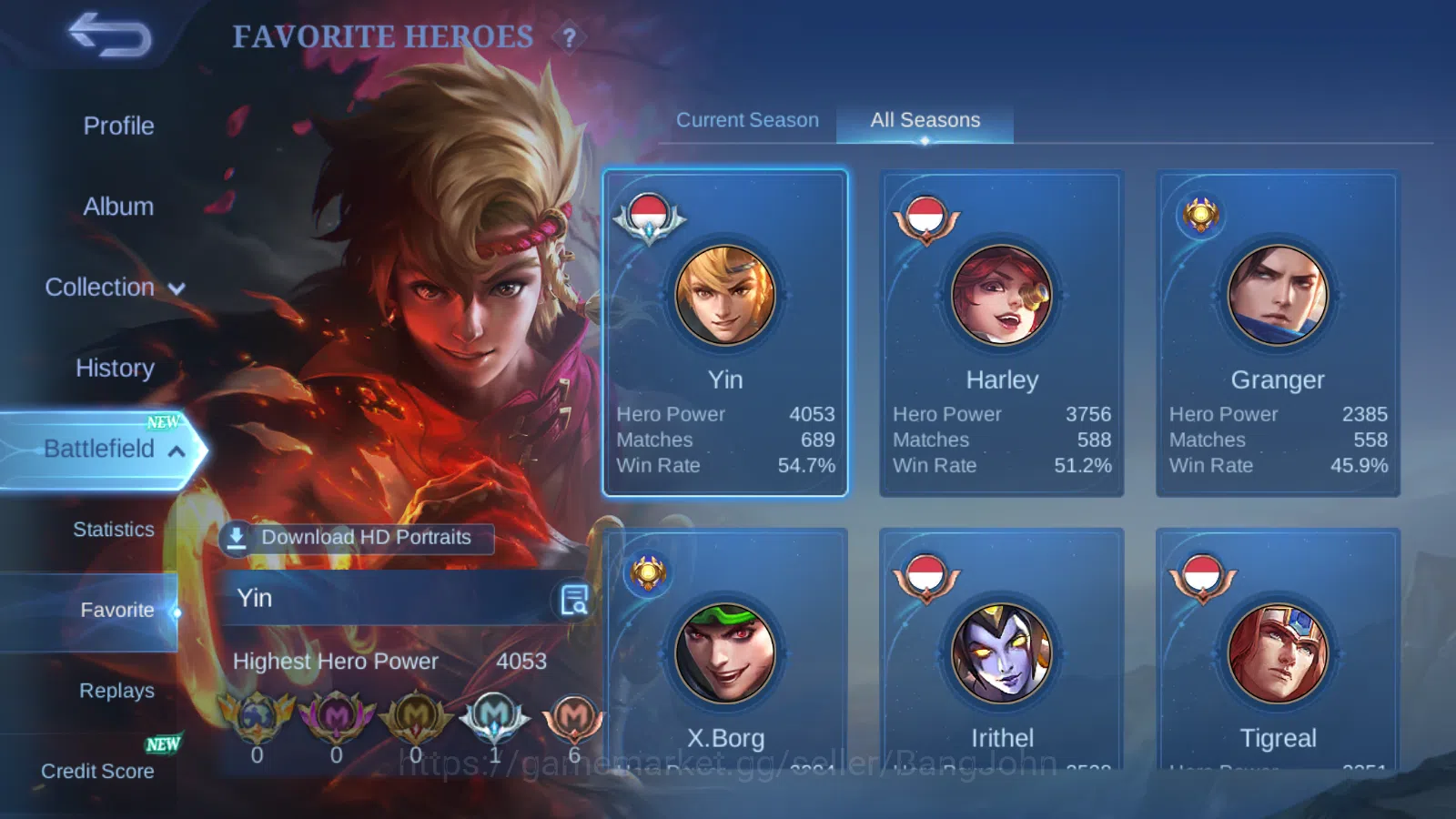 Mobile Legends: Bang Bang Accounts Hero 132|Skin 255|KOF Karina,CC Nata,Light Granger image 7