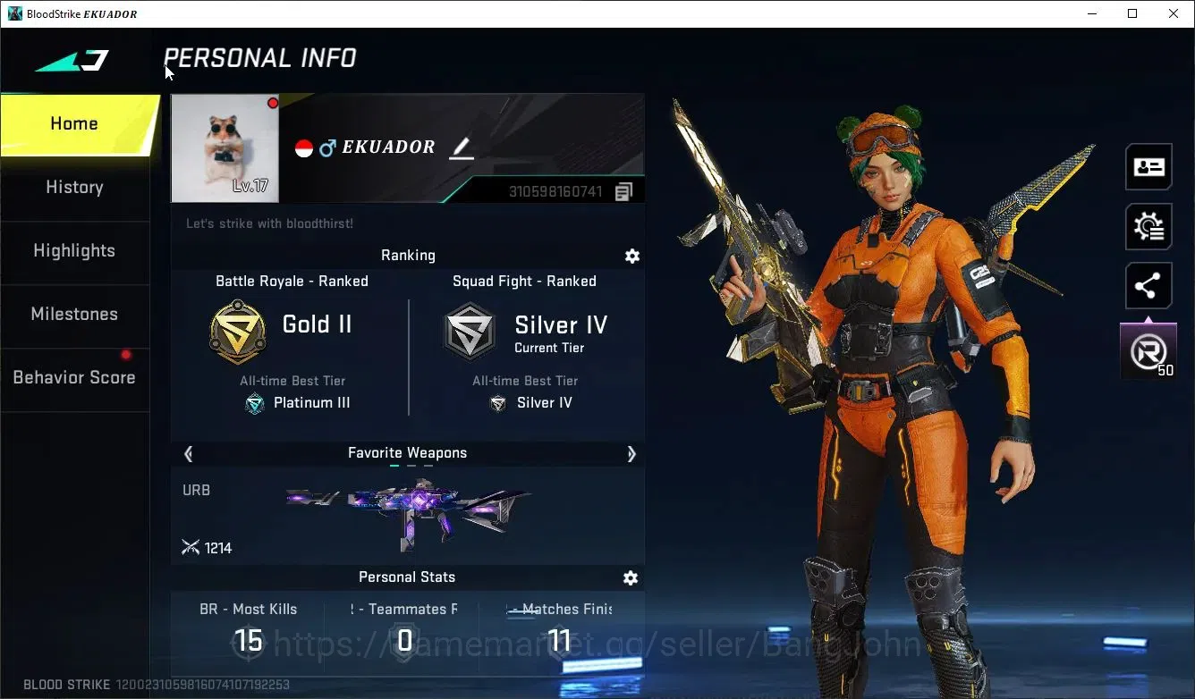 Blood Strike Accounts Collab Skin ASIA | Eternal AUG-Empyrean| Limited Origin12-Playmaker| Ultra URB-Neon Shard| Collab 1