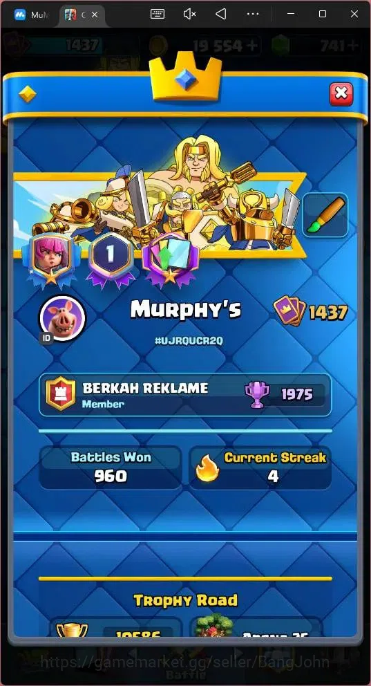 Clash Royale Accounts Global |CL 1437|KTL 14|Trophy 10586|121 Cards|8 Ch image 3