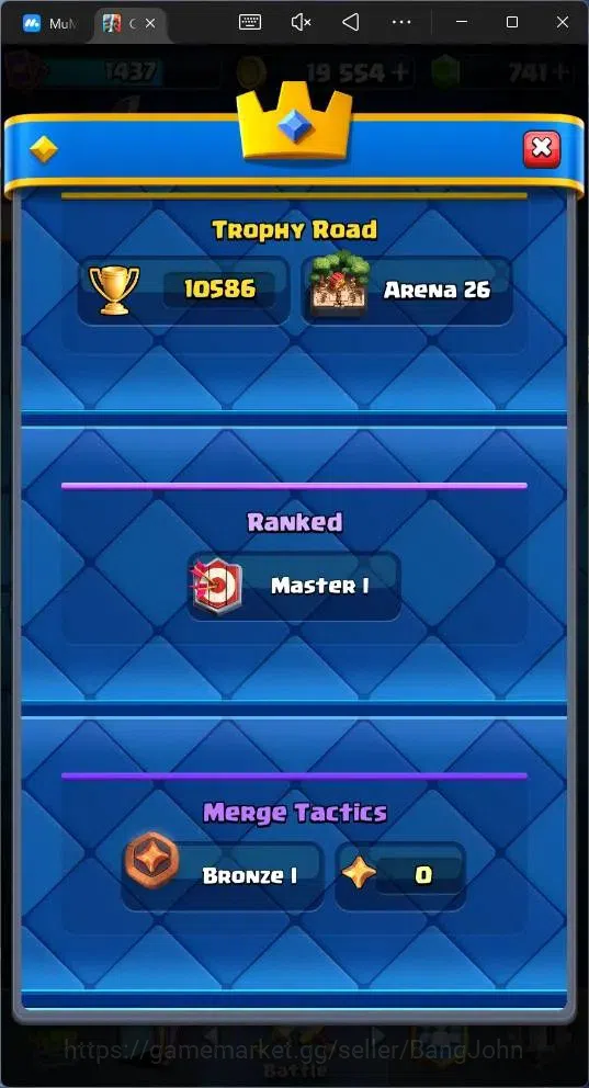 Clash Royale Accounts Global |CL 1437|KTL 14|Trophy 10586|121 Cards|8 Ch image 4
