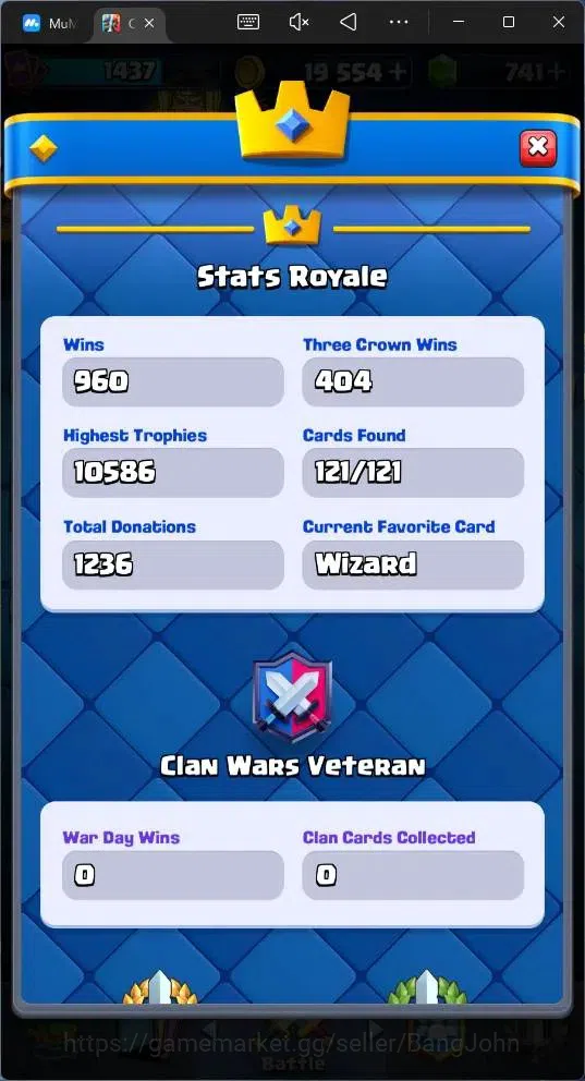 Clash Royale Accounts Global |CL 1437|KTL 14|Trophy 10586|121 Cards|8 Ch image 5