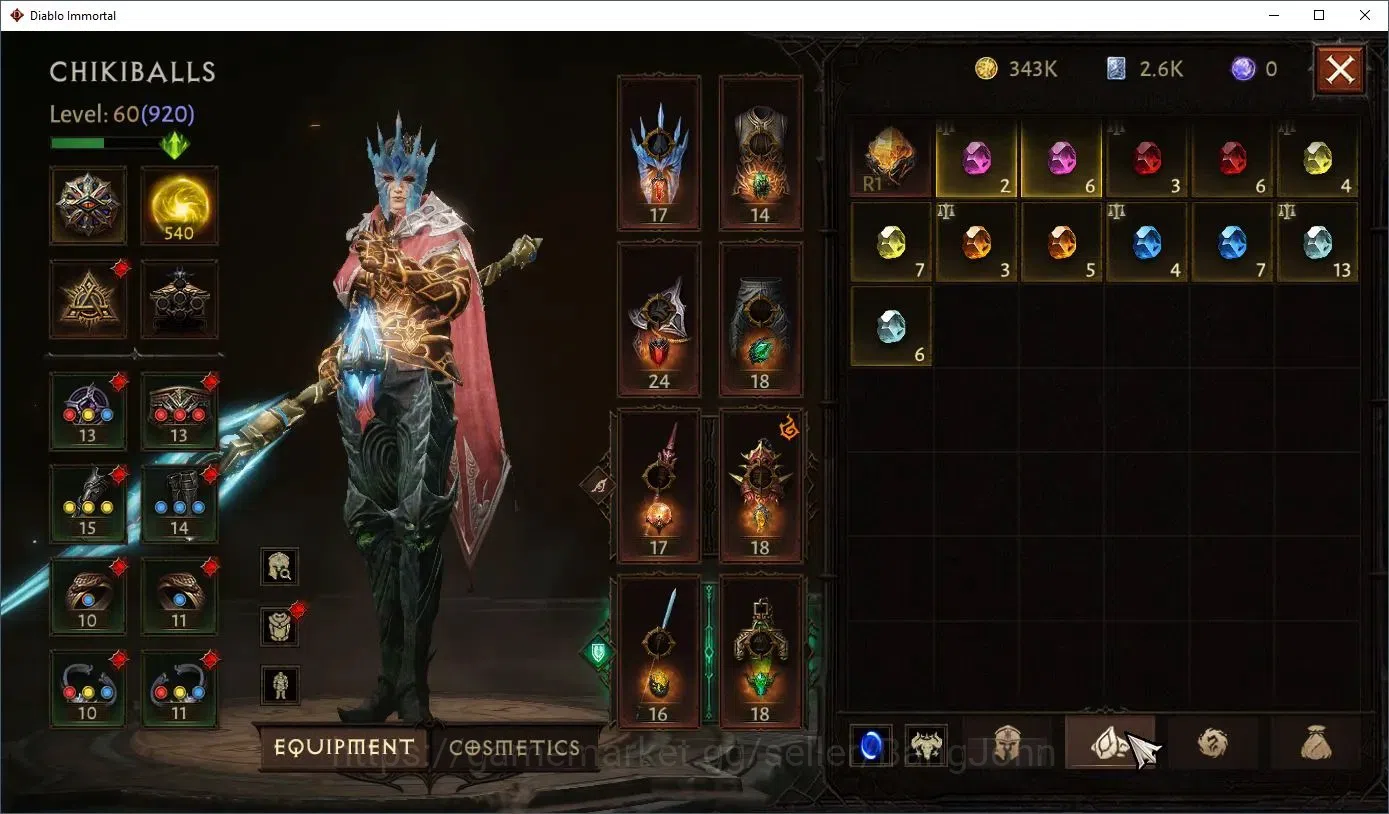 Diablo Immortal Accounts Others SEA - Verathiel |60 (920) Blood Knight - Maledictor |CR 45k |Reso 540|L30 (4*) Stormlost 7