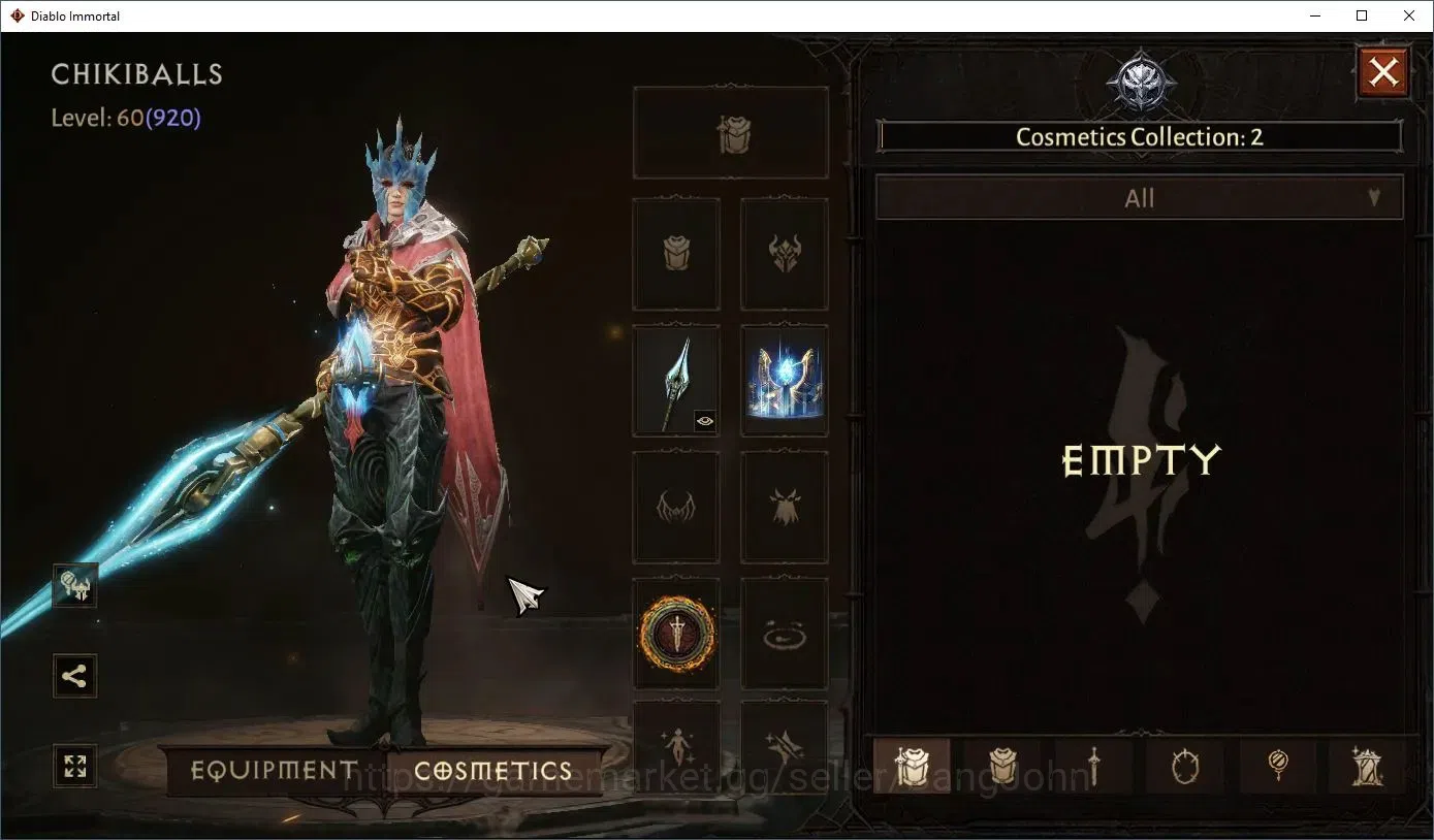 Diablo Immortal Accounts Others SEA - Verathiel |60 (920) Blood Knight - Maledictor |CR 45k |Reso 540|L30 (4*) Stormlost 9