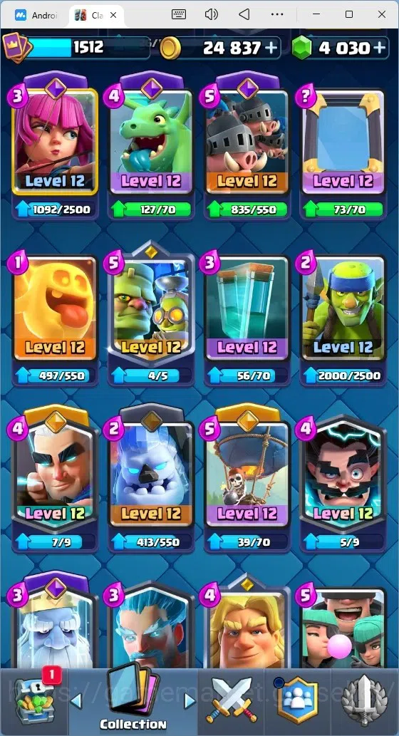 Clash Royale Accounts Mobile |Trophy 12030|1 Max Cards|15 EVO Cards|5 He image 6