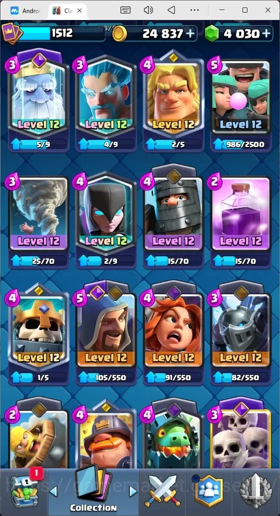 Clash Royale Accounts Mobile |Trophy 12030|1 Max Cards|15 EVO Cards|5 He image 7