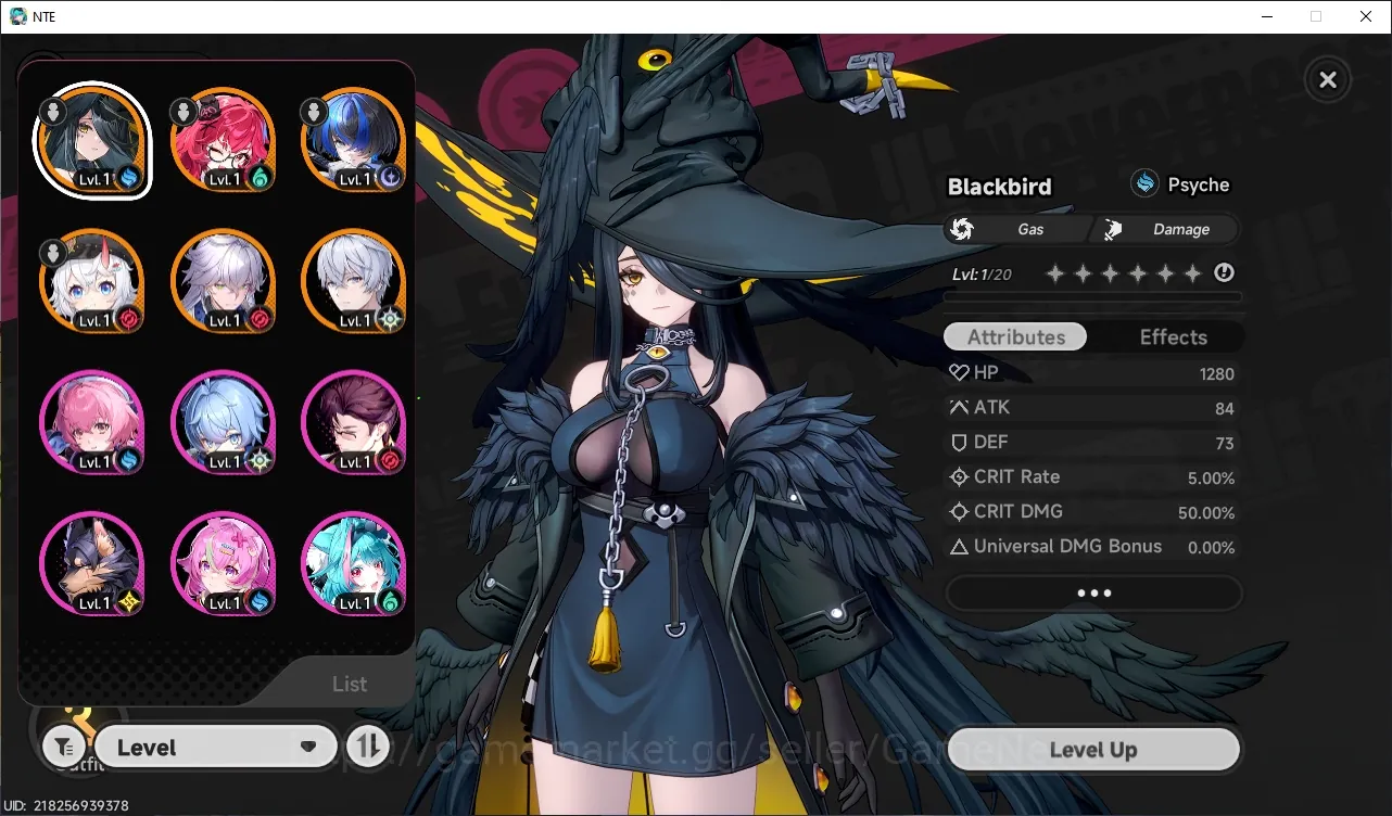 Neverness to Everness Accounts Global EU|HL 3|5 S-Class 2 Limited| Blackbird,Nanally |Underboss Glider|2 Selector 1