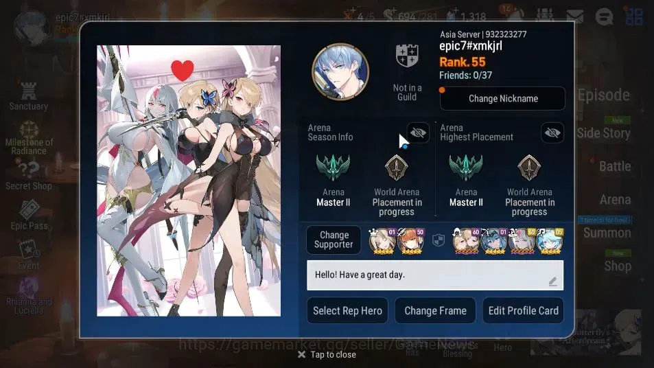 Epic Seven Accounts ASIA UnVerif|New Era|8 ML(Rhiana&Luciel,Har Setti, image 2