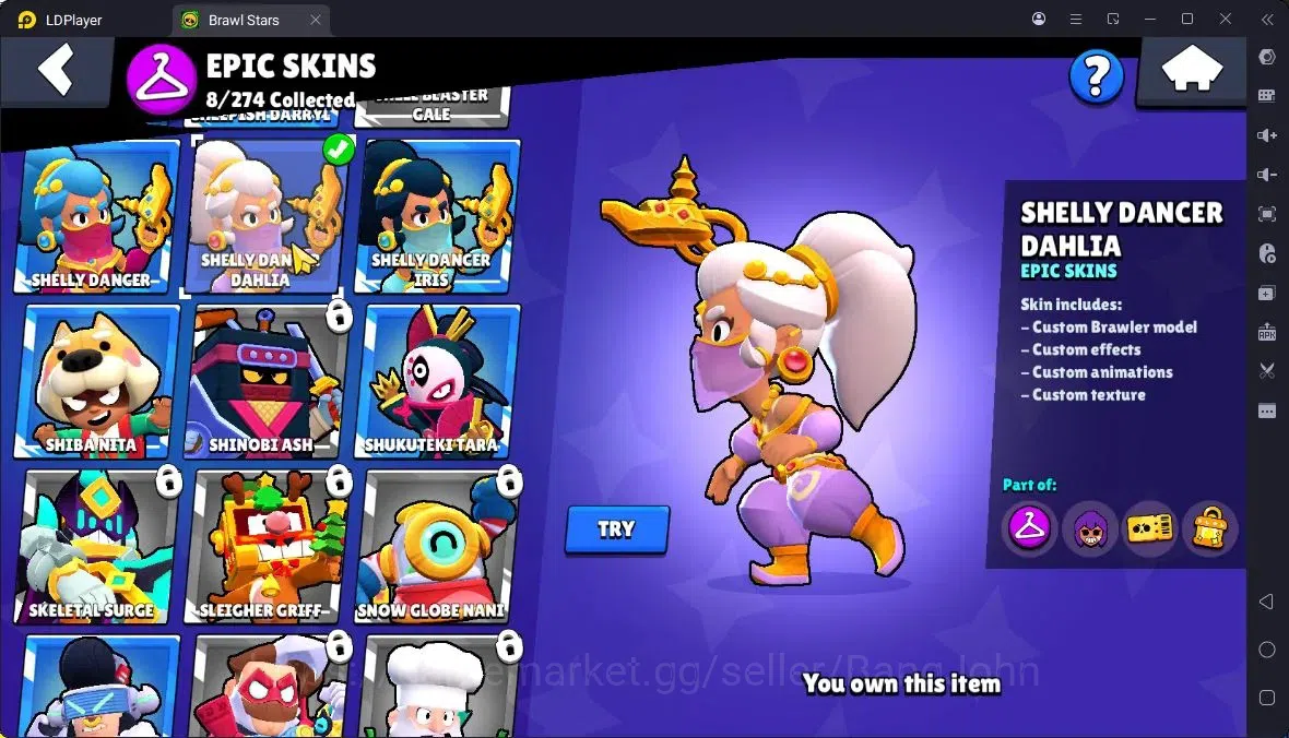 Brawl Stars Accounts Thropy 3069 | 25Brawler | 5Max |1 Legend,3 Mythic,8 Epic Skin|5737 Bling|98 Gems|ProtectOff|Check SS 10