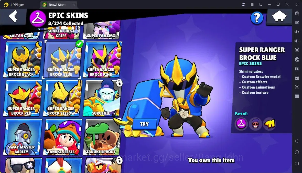 Brawl Stars Accounts Thropy 3069 | 25Brawler | 5Max |1 Legend,3 Mythic,8 Epic Skin|5737 Bling|98 Gems|ProtectOff|Check SS 12