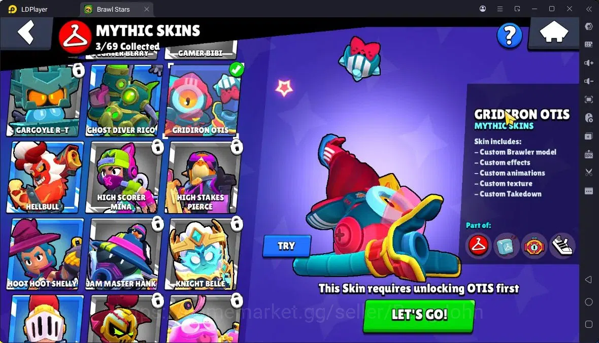 Brawl Stars Accounts Thropy 3069 | 25Brawler | 5Max |1 Legend,3 Mythic,8 Epic Skin|5737 Bling|98 Gems|ProtectOff|Check SS 13