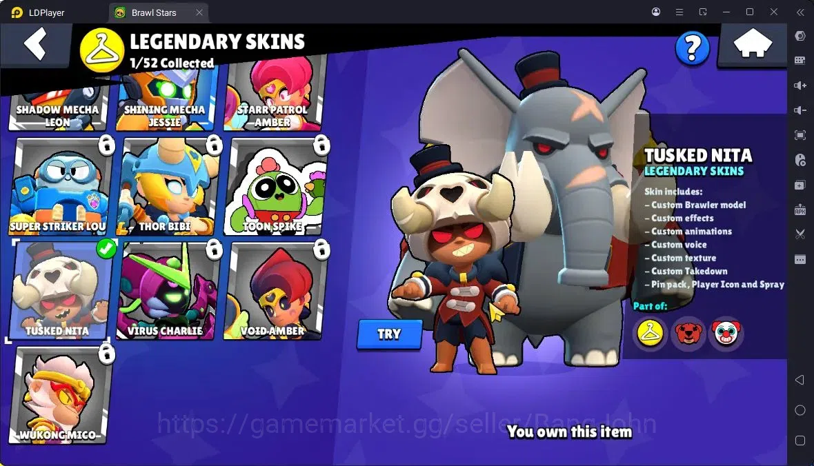 Brawl Stars Accounts Thropy 3069 | 25Brawler | 5Max |1 Legend,3 Mythic,8 Epic Skin|5737 Bling|98 Gems|ProtectOff|Check SS 15