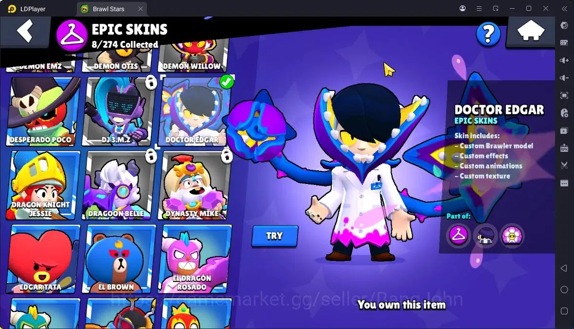 Brawl Stars Accounts Thropy 3069 | 25Brawler | 5Max |1 Legend,3 Mythic,8 Epic Skin|5737 Bling|98 Gems|ProtectOff|Check SS 6