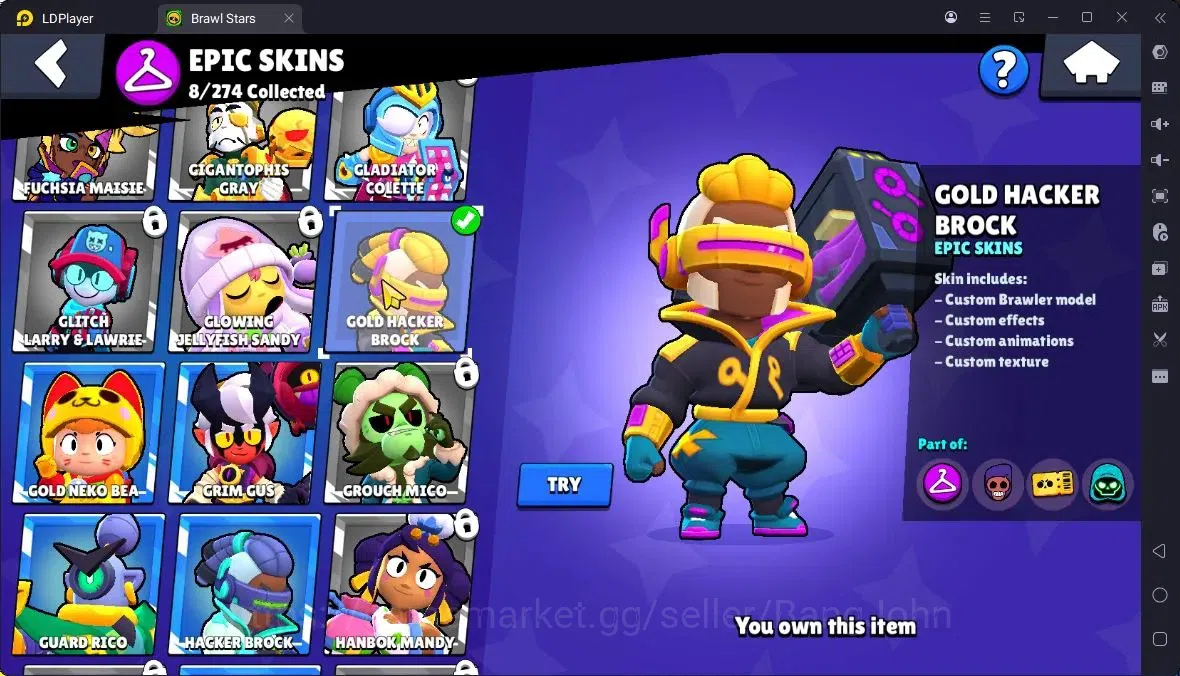 Brawl Stars Accounts Thropy 3069 | 25Brawler | 5Max |1 Legend,3 Mythic,8 Epic Skin|5737 Bling|98 Gems|ProtectOff|Check SS 7