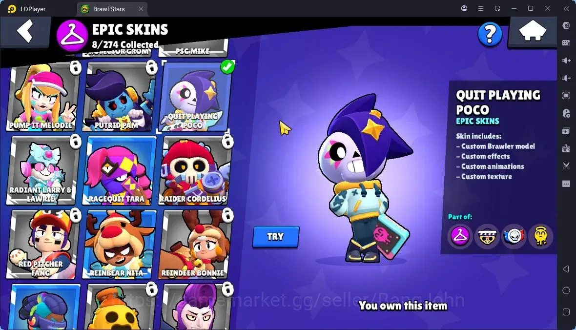 Brawl Stars Accounts Thropy 3069 | 25Brawler | 5Max |1 Legend,3 Mythic,8 Epic Skin|5737 Bling|98 Gems|ProtectOff|Check SS 8