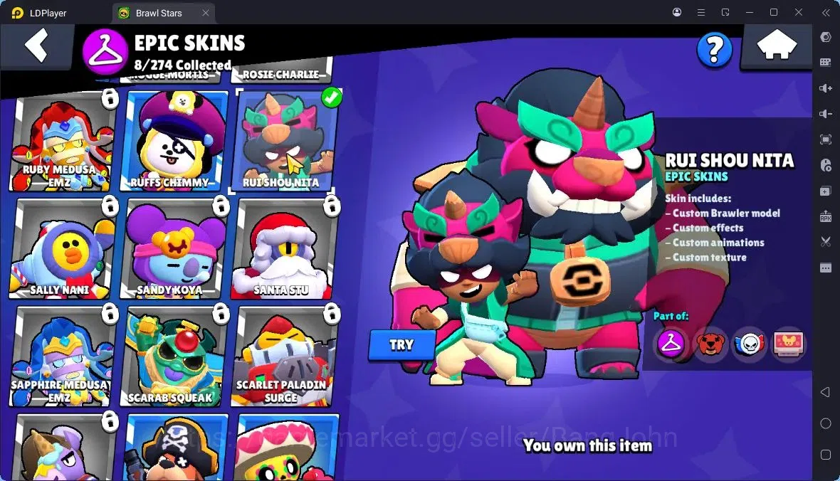 Brawl Stars Accounts Thropy 3069 | 25Brawler | 5Max |1 Legend,3 Mythic,8 Epic Skin|5737 Bling|98 Gems|ProtectOff|Check SS 9