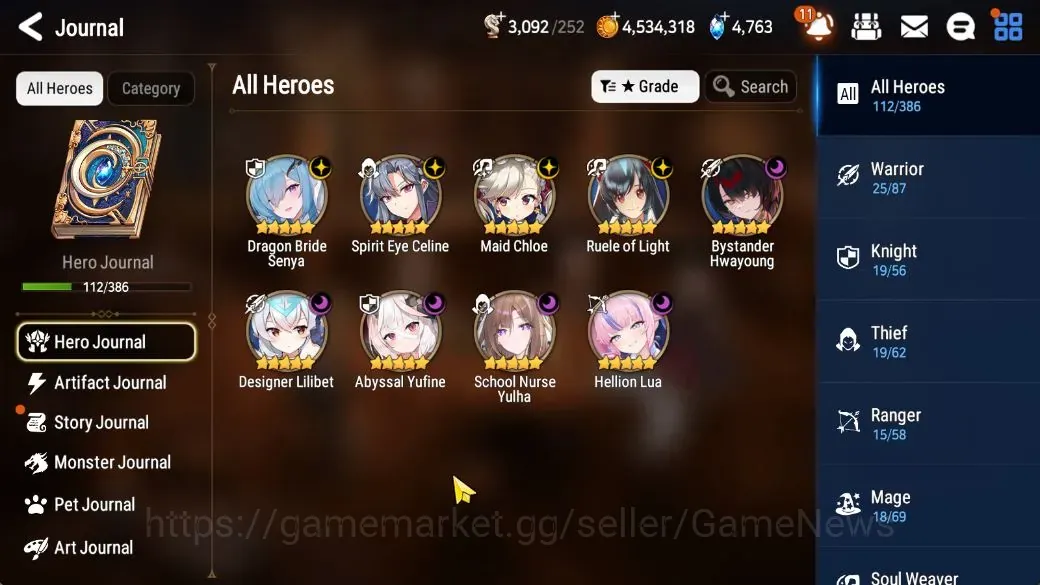 Epic Seven Accounts High-End GLOBAL UnVerif|NewEra|9 ML(SN Yulha,Ruele,SE Celine,etc)+AS Flan,Ludwig,Etc|117K Stigma+4,7K 1