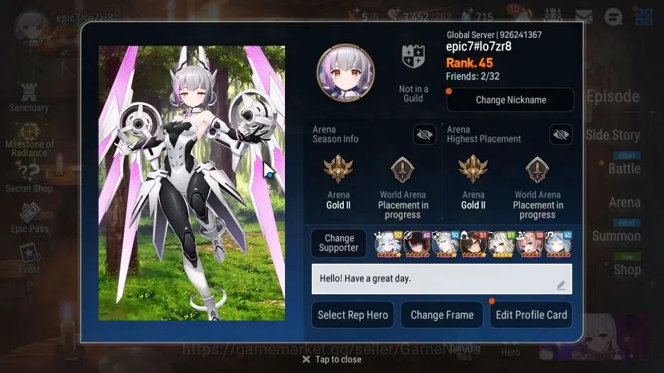 Epic Seven Accounts Starter GLOBAL UNVERIF|New Era|5 ML(Ruele Light,BYSHwayoung,Arch Leika)+Setsuka,AFS Flan,Etc|Poh ON|3,4K 2
