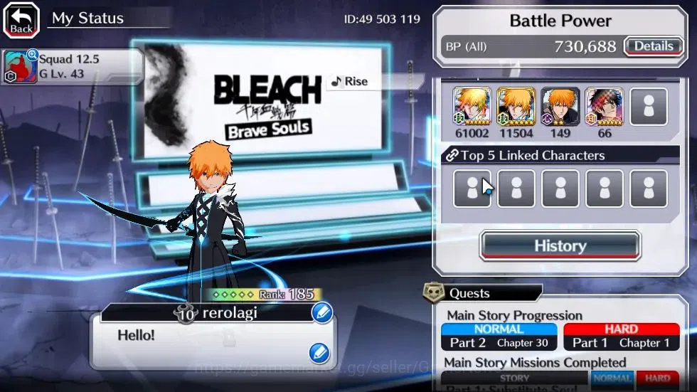 Bleach: Brave Souls Accounts [GLOBAL]40K Orbs|2 Ichigo Renewd NewVersion,TYBW25 image 3