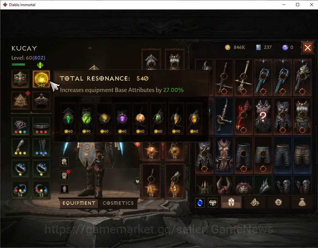 Diablo Immortal Accounts EU - Aranoch|CS ON|Lv60(802)|Monk|42k CR|Reso 540| image 4