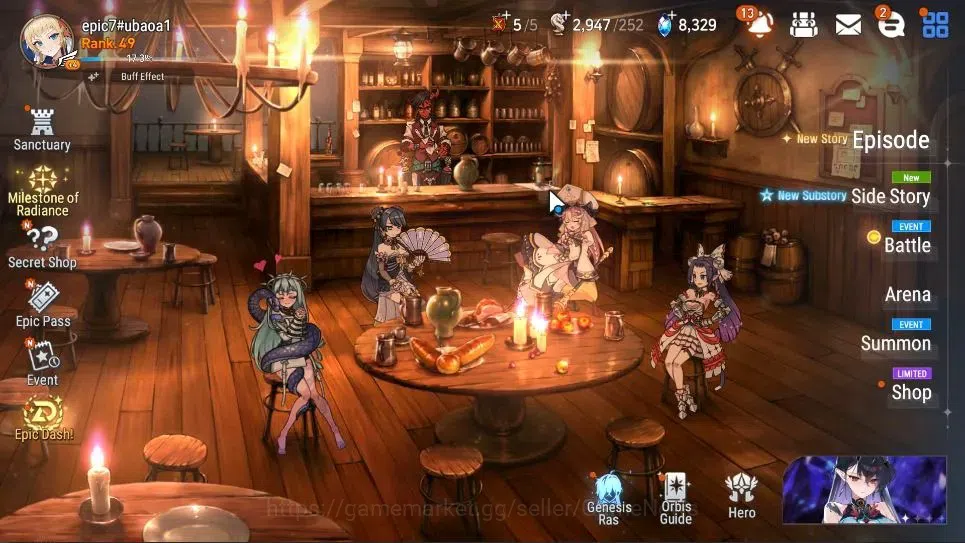 Epic Seven Accounts Starter Global UnVerif|New Era|5 ML(TidalR Elvira,RueleLight,NM Luna,etc)+Ab Fumyr,Setsuka,etc|778 MM+8k 1