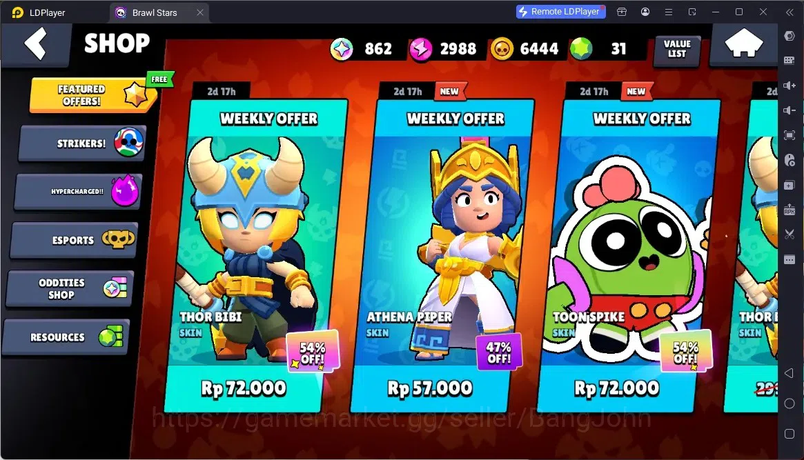 Brawl Stars Accounts Global | 7338 Thropy|38 Brawler|2 Max Hypercharge(EMZ,Bibi)|862 Bling|31 Gems|3M,4LSkins | ProtectOff 4