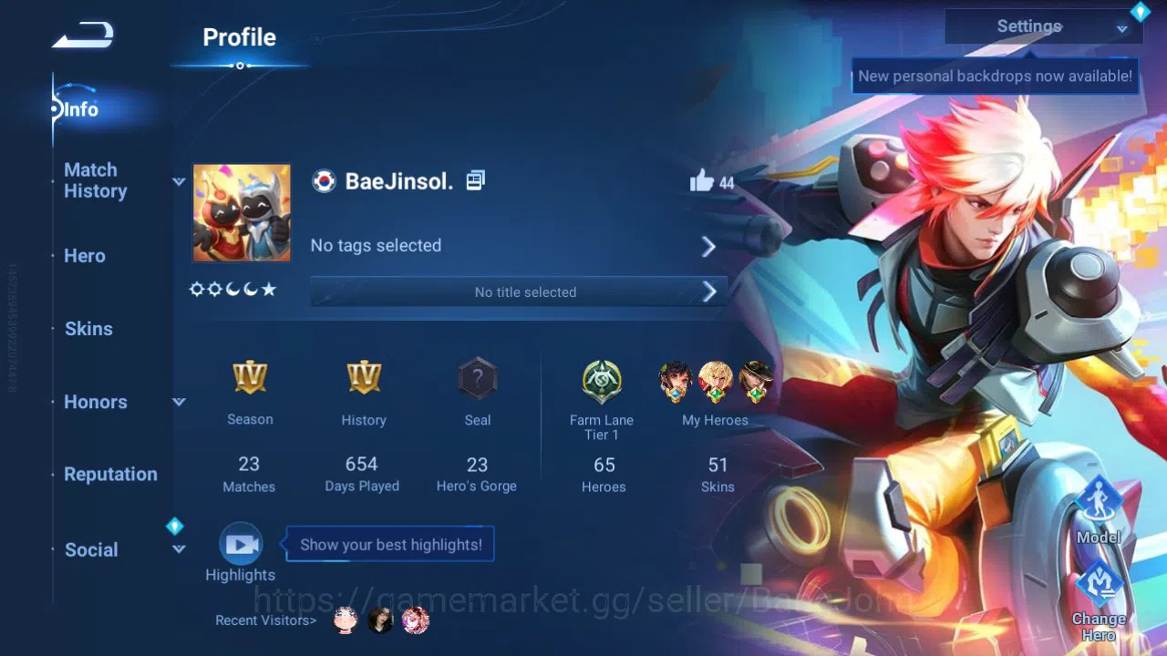 Honor of Kings Accounts Rare Skin GLOBAL|HERO 65,SKIN 51 |Legend Lam,Sunce,LadyS |LNY Diao| Ultraman Menki |LOM Shi,Guiguzi 2
