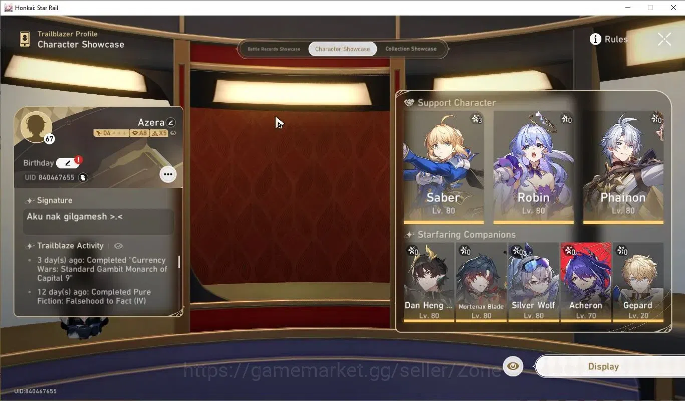 Honkai Star Rail Accounts ASIA| TL 67 | Ultra Rare Saber E3 + Sig LC | Robin image 2