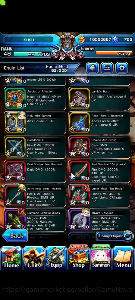 Grand Summoners Accounts Mid-Game Global|Rank 48|5 Ascend|War Hero Fen,Luvia&Rin,Illya,Miyu,Summer Chloe|Lpot 129|Check SS 10