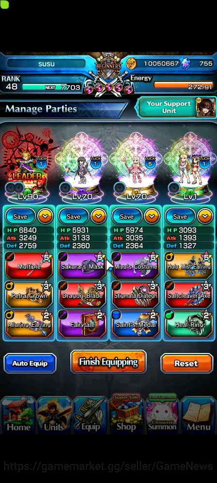 Grand Summoners Accounts Mid-Game Global|Rank 48|5 Ascend|War Hero Fen,Luvia&Rin,Illya,Miyu,Summer Chloe|Lpot 129|Check SS 2