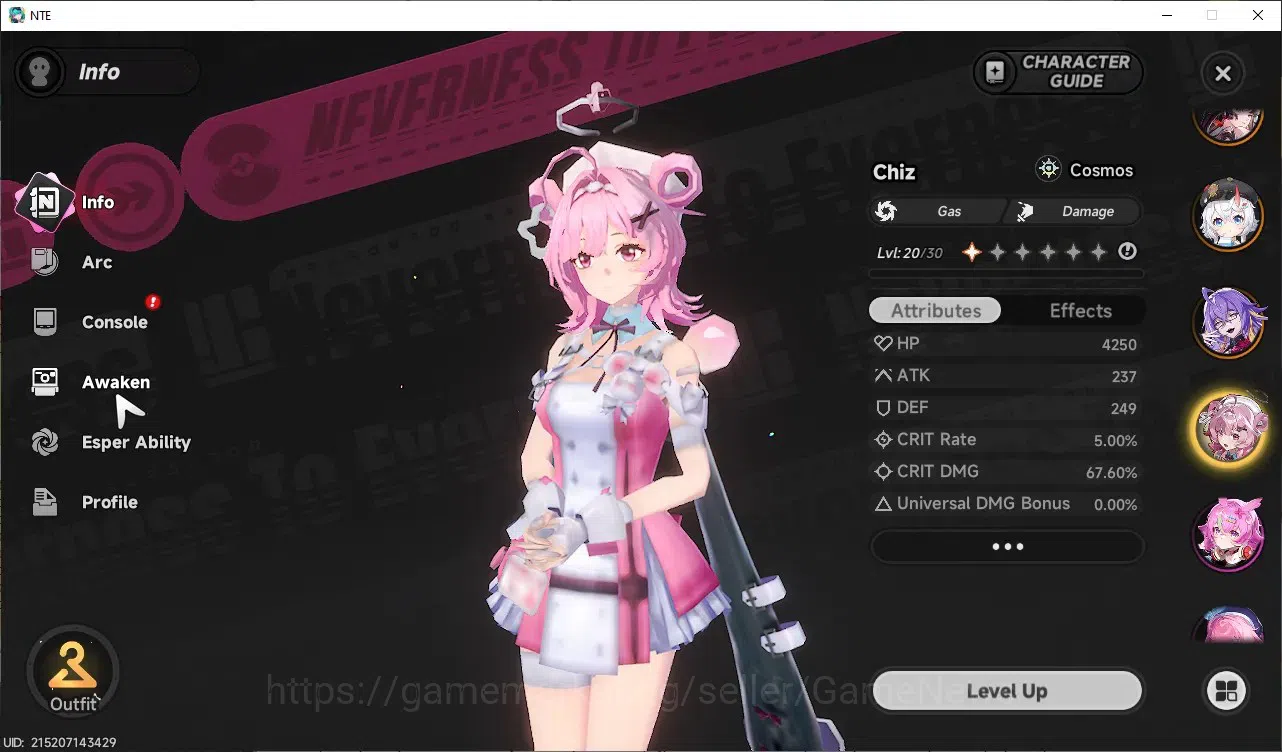 Neverness to Everness Accounts Global SEA|HL 32|TL 25|10 S-Class 4 Limit[Shinku,Chaos,Lacrimosa,Hotori]|Porsche|3 Limit 12