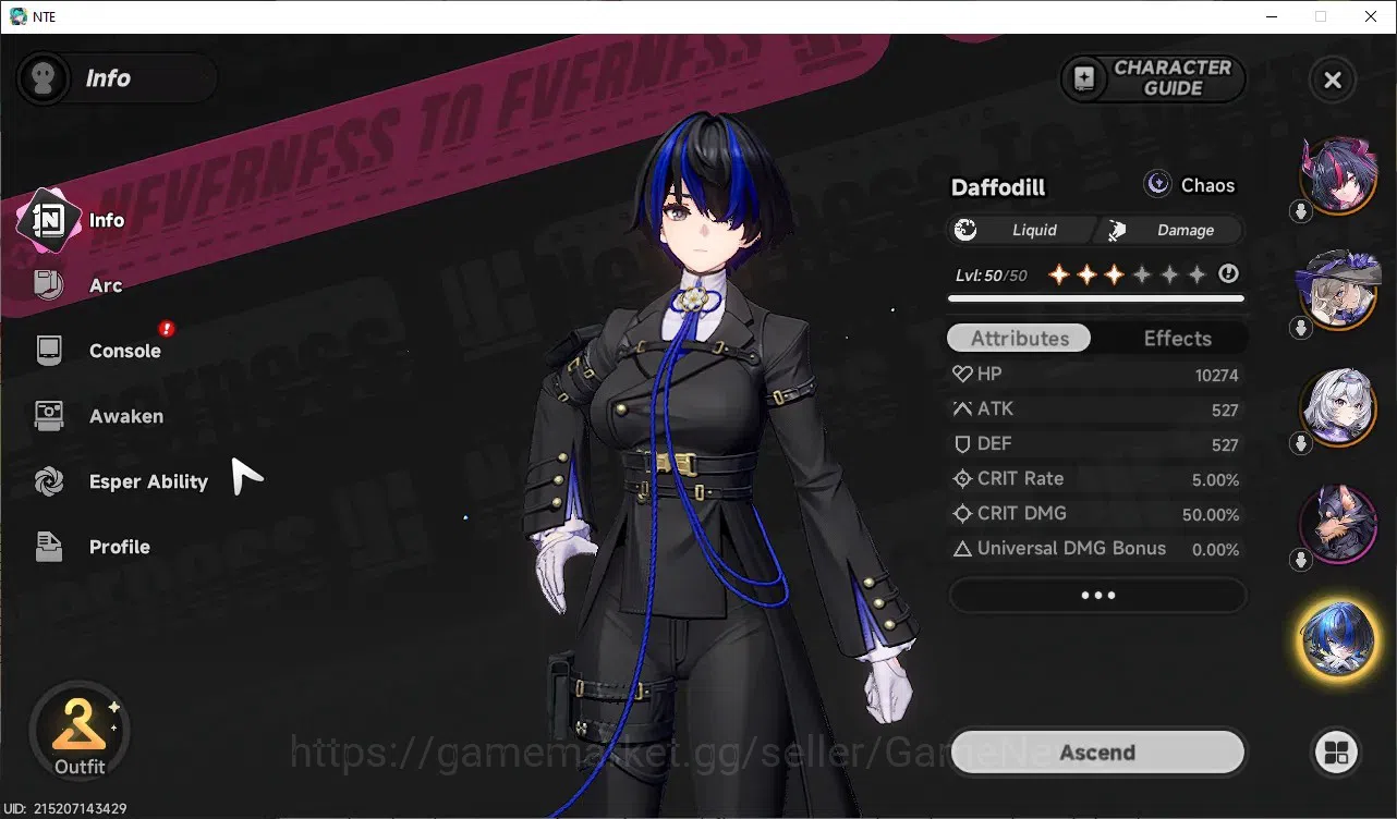 Neverness to Everness Accounts Global SEA|HL 32|TL 25|10 S-Class 4 Limit[Shinku,Chaos,Lacrimosa,Hotori]|Porsche|3 Limit 8