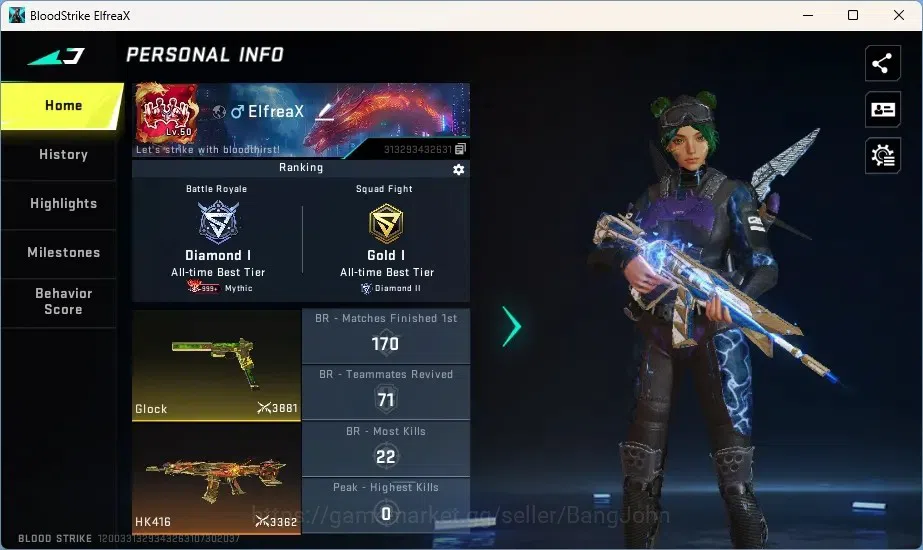 Blood Strike Accounts Collab Skin ASIA | 1 Eternal: Desert Eagle|6 Collab Guns|4 Ultra Striker|2 Collab Striker|Check SS 1