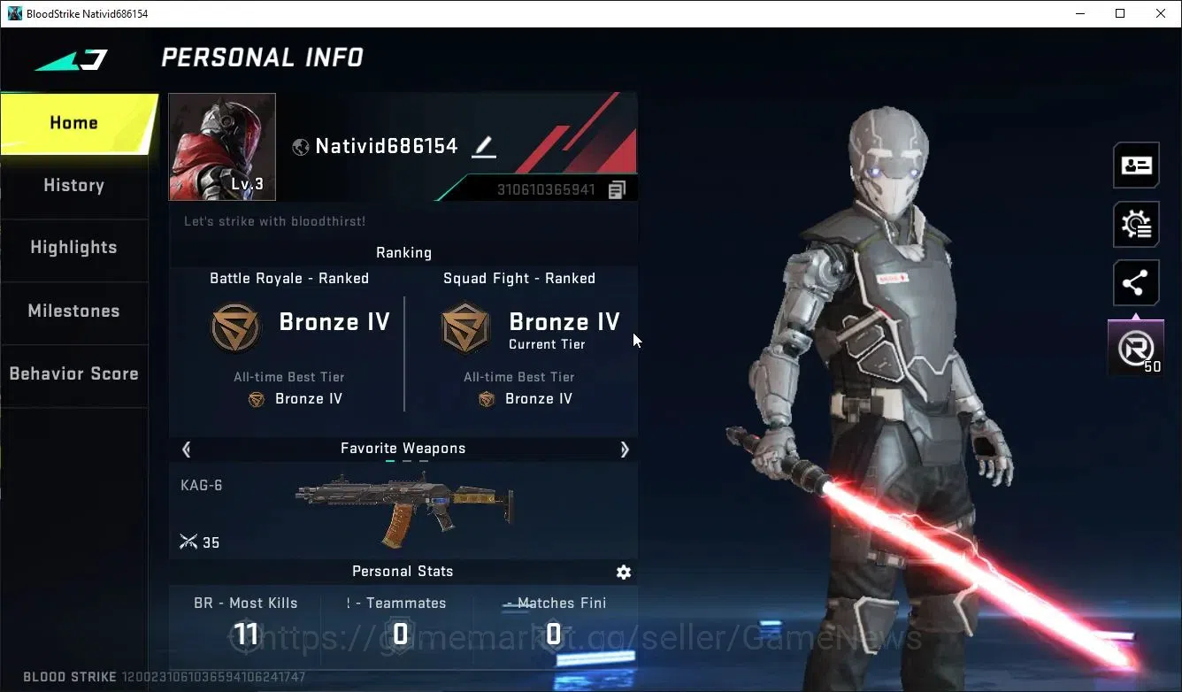 Blood Strike Accounts ASIA|1 ULTRA Melee[Lightblade-Dark Force]|1 Legend image 2