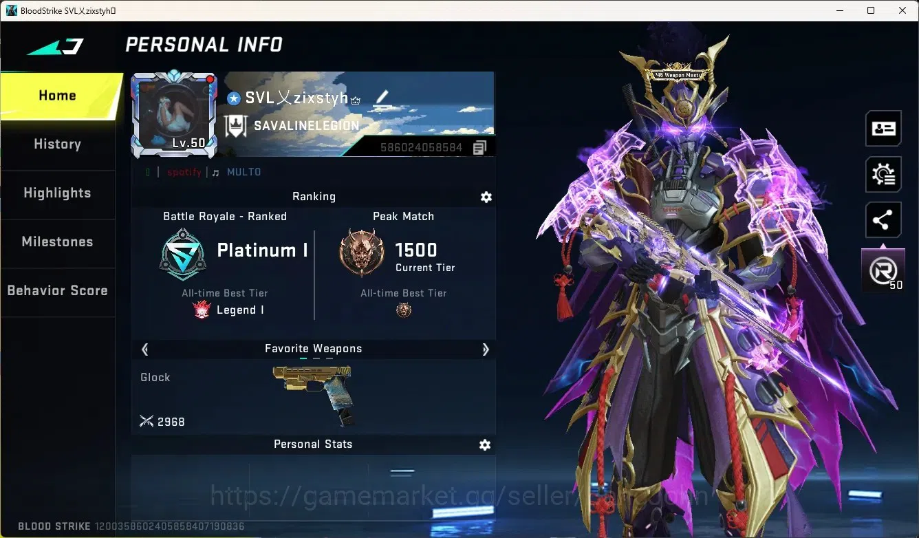 Blood Strike Accounts Collab Skin ASIA|Eternal:DesertEagle|Eternal:Zero-Odashadow|9 Collab Gun|5 Limited Gun|Legendary 1