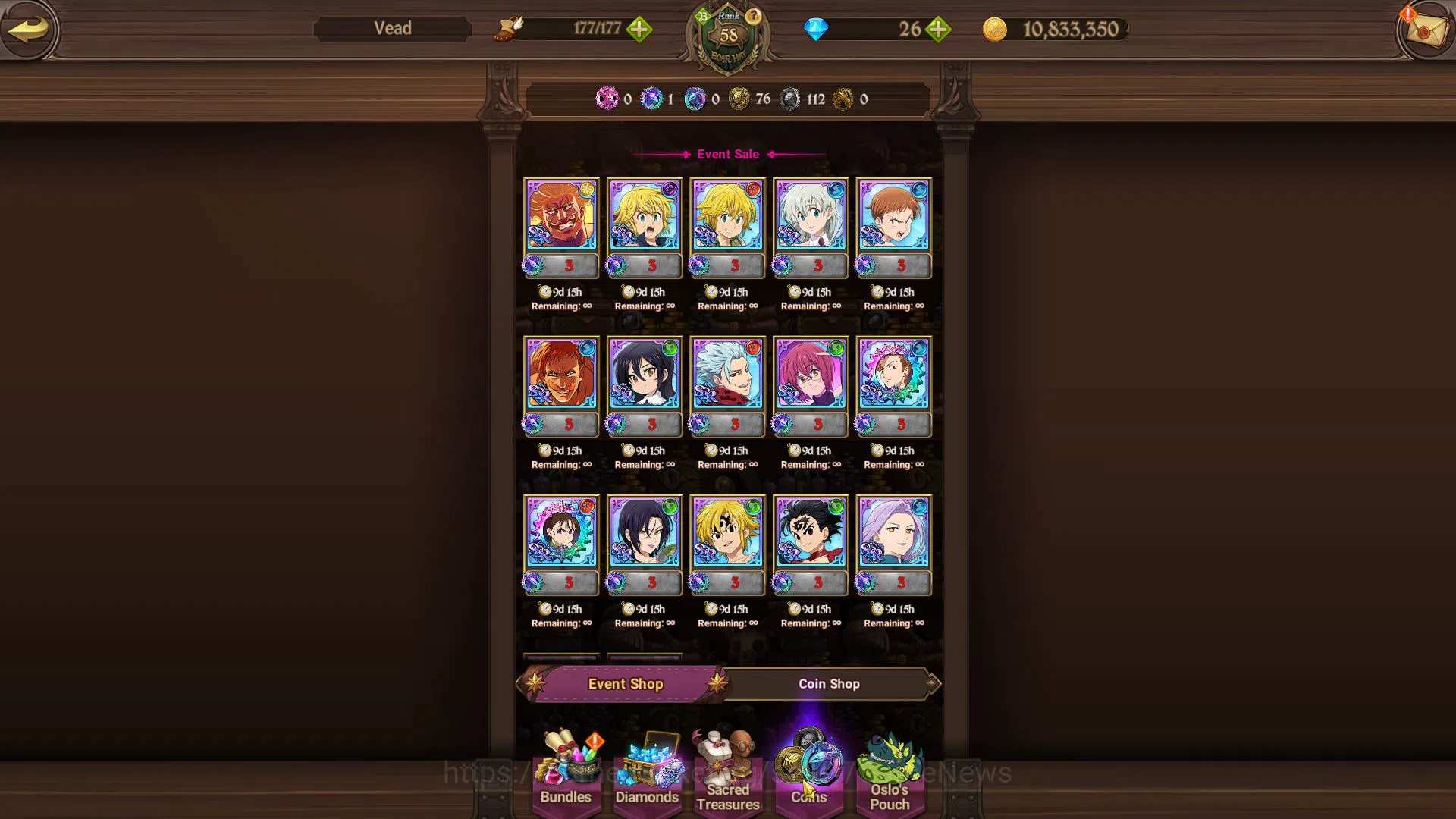The Seven Deadly Sins: Grand Cross Accounts Global|1M CC|Starter Ch4|5 UR| Salos,Merlin&Escano image 6